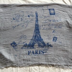 Paris Eiffel Tower Lightweight Scarf in Blue on Light Gray